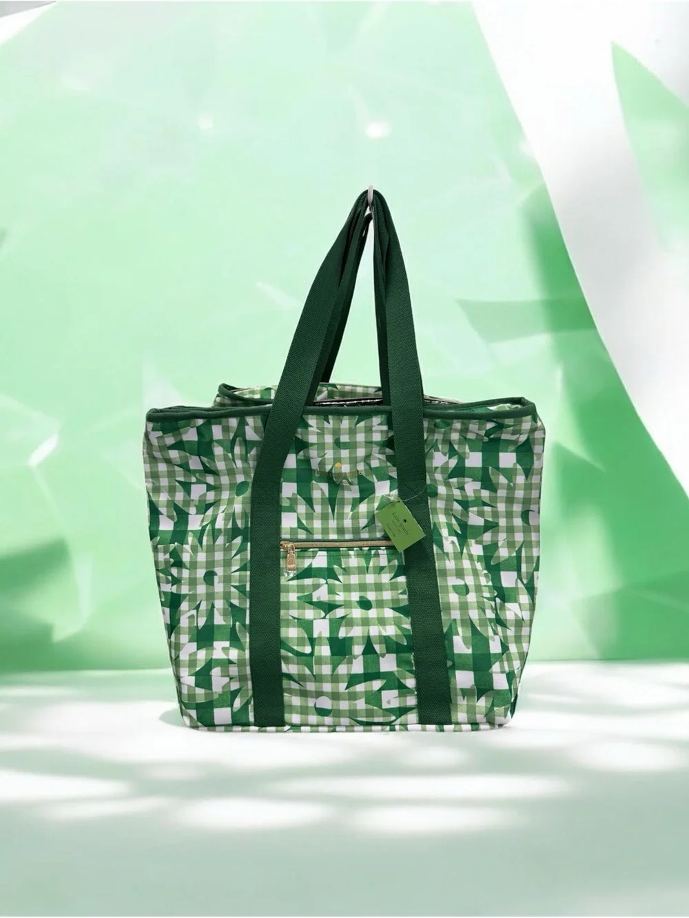 Kate Spade Green 2 Zippered Cooler Tote with Dark Green Straps ~ NWT